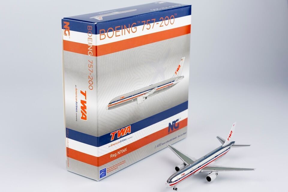 1:400 NG Model TWA BOEING 757-200 Passenger Airplane Diecast Aircraft Model