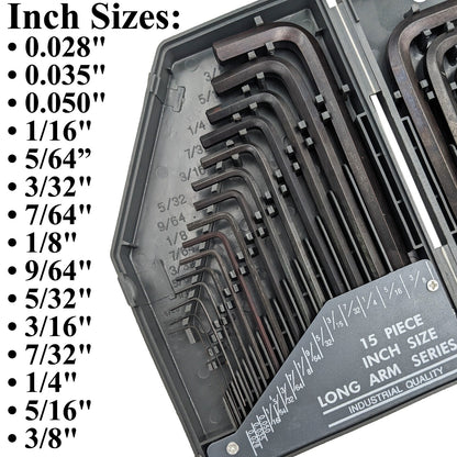 30 Piece Hex Wrench Set, Popular Inches and Metric Sizes with Gray Storage Case