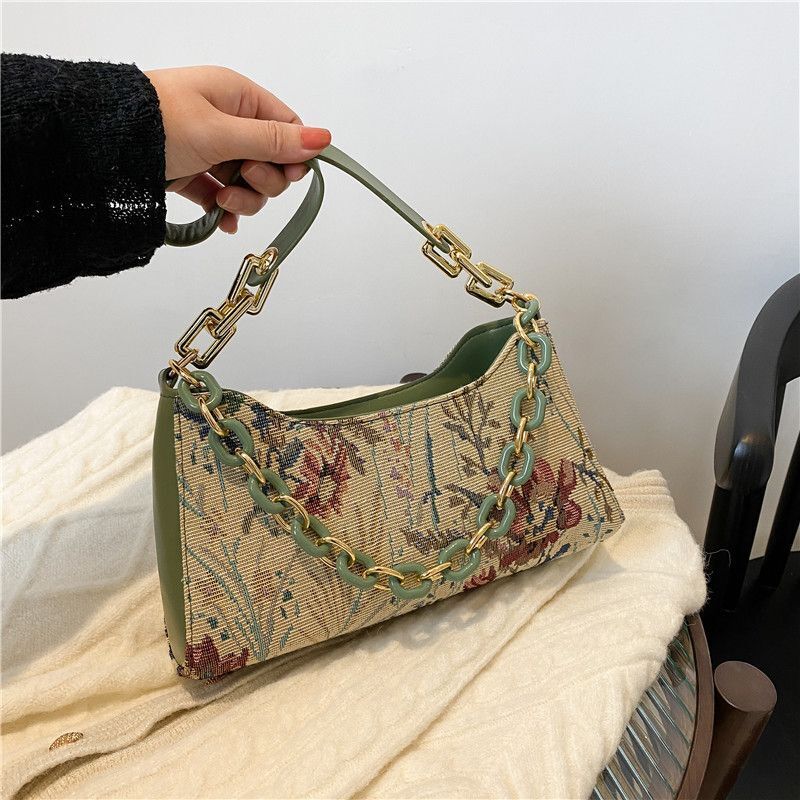 Shoulder Bag Handbags Oil Painting Printed Thick Small Purse Handbags Tote Bags