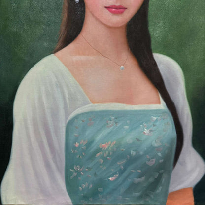 Chinese Hand Painted Canvas Oil Painting Beautiful Woman By Leng Jun 冷军 19010