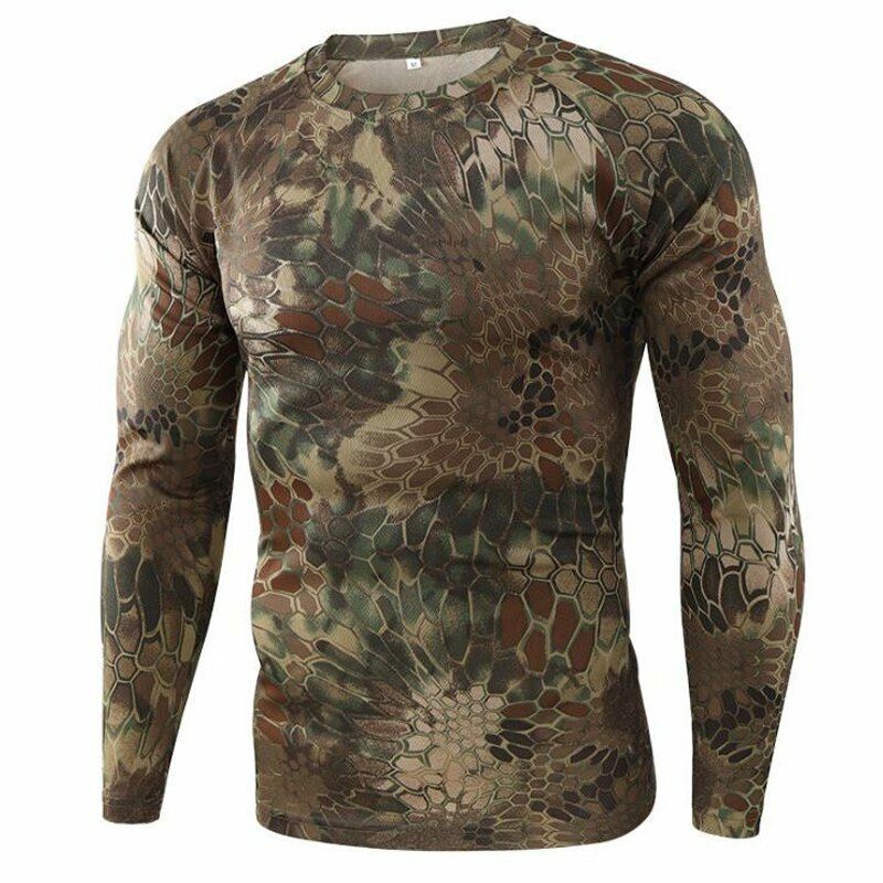Tactical Camouflage T-Shirt Breathable Long Sleeve Outdoor Sport Hunting Camping