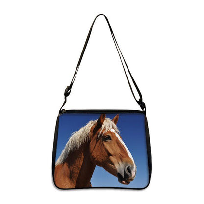 Horse Print Handbag Canvas Shoulder Bag Messenger Bags Travel Crossbody Nylon