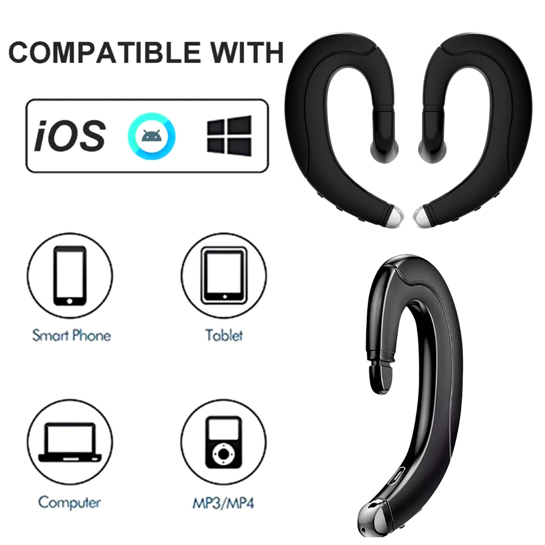 1Pair Bone Conduction Headset Bluetooth 5.0 Wireless Sport Ear Hook Headphones