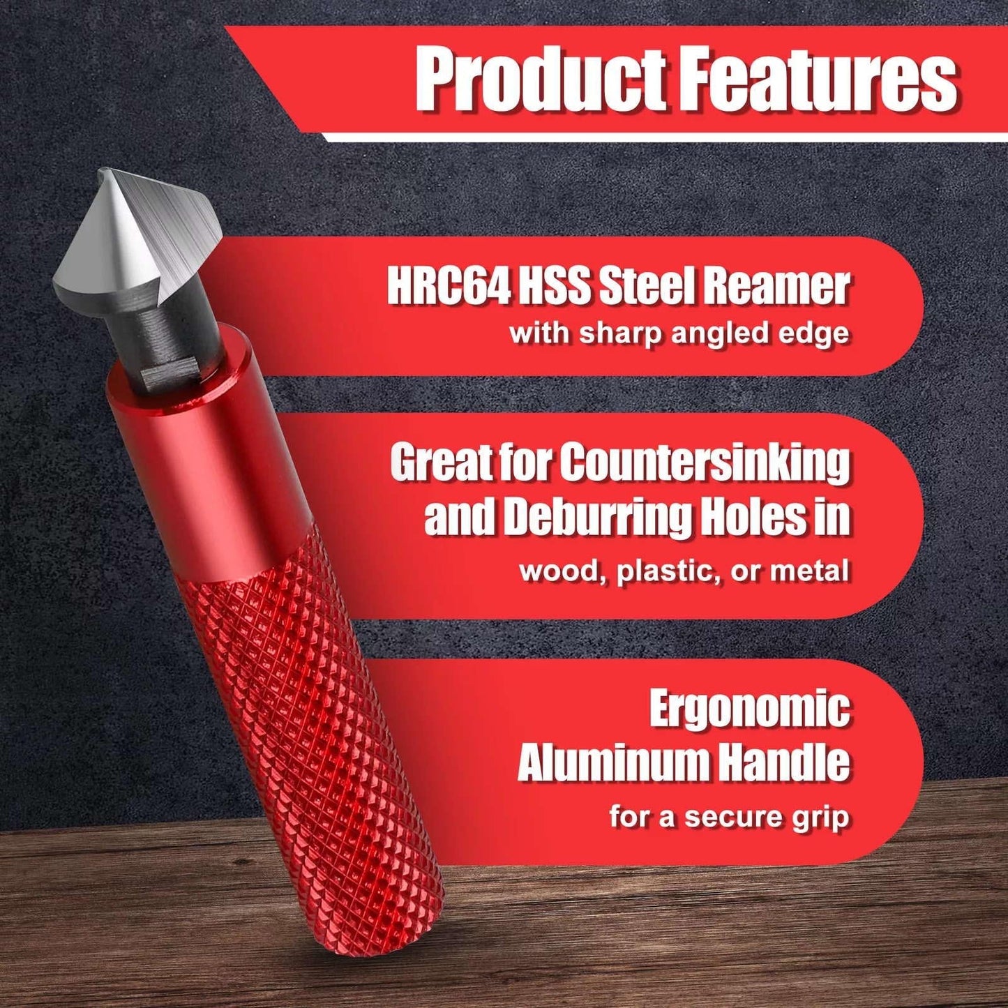 Deburring Tool Countersink Hand Reamer with 10 Extra Blades Kit for Metal Pipes