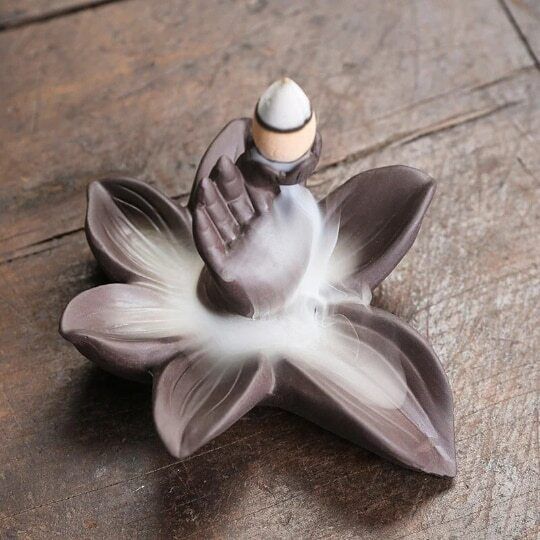 Buddha Hand Incense Holder Lotus Incense Burner for Cones Household Decoraton