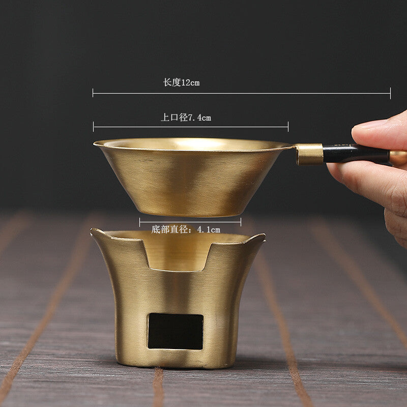 Copper Filter Net With Handle Chinese Tea Accessories Tea Strainer With Holder