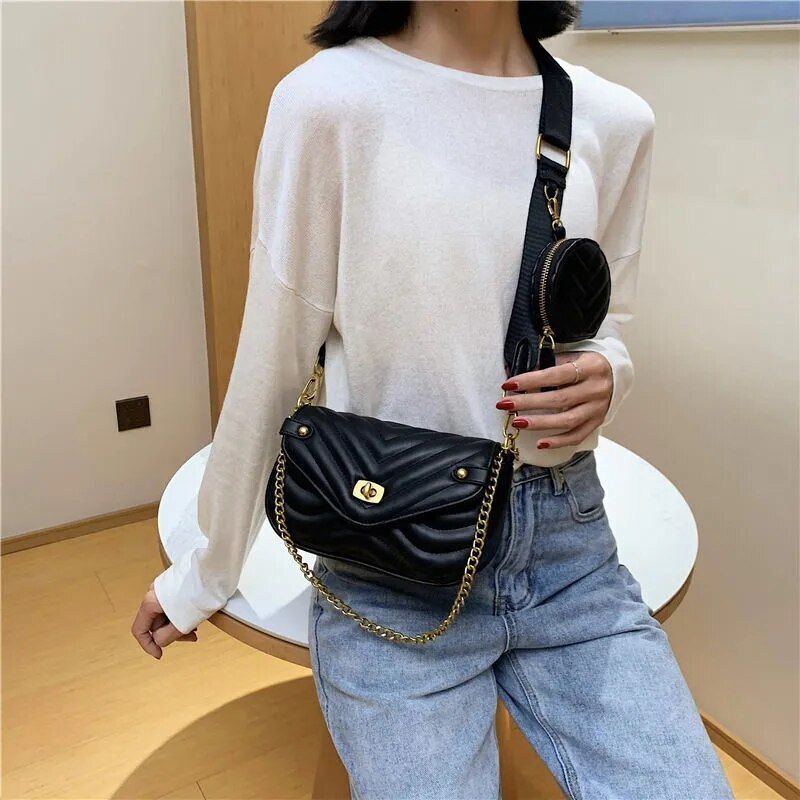 Luxury Bag Crossbody Shoulder Purse 2 In 1 Messenger Handbag Tote Fashion Pouch