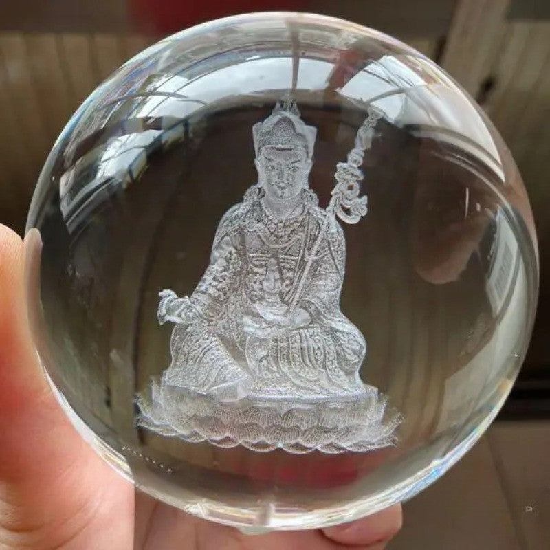 80mm Exquisitely Tibetan Buddhism Holy Crystal Ball Buddha Statue Decoration