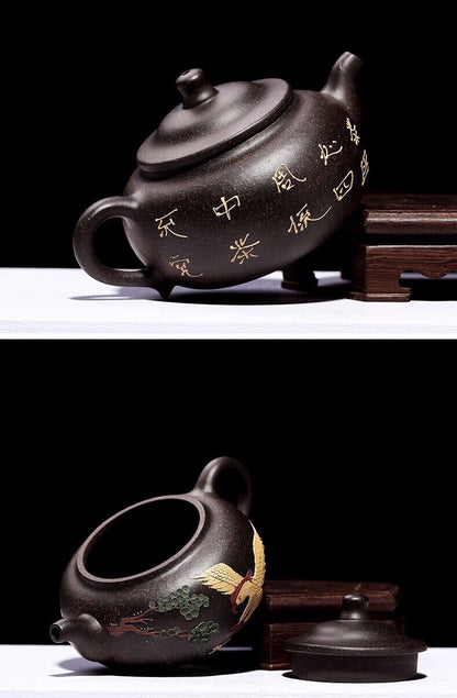 190ml Chinese Yixing Purple Clay Handmade Eagle Pattern Zisha Teapot Tea Set