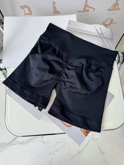 Seamless Ribbed Yoga Shorts Scrunch Lift