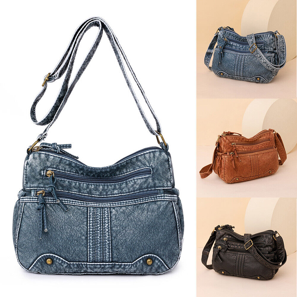 Women Soft Washed Leather Purses Satchel Handbags Shoulder Tote Bag MessengerBag