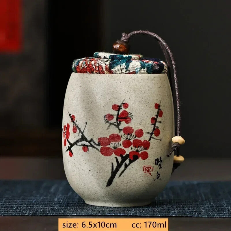 Portable Ceramic Tea Jar Container Sealed Jar Small Tea Box Mini Storage