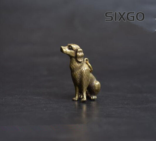 brass lucky Zodiac dog statue pendant Chinese Old Collectibles