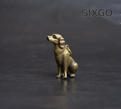 brass lucky Zodiac dog statue pendant Chinese Old Collectibles