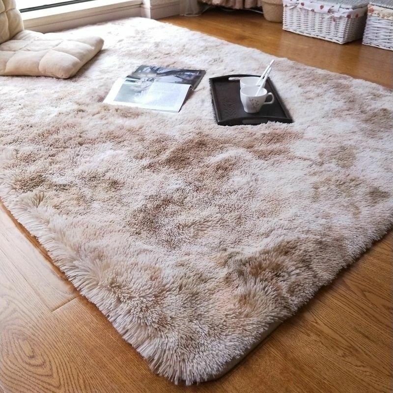 Silk Carpets Soft Living Room Bedroom Rugs Home Tie-dye Faux Fur Polyester Plush