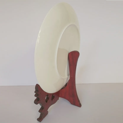 10" Peach Wood Carved Plate Easel Display Frame Holder Stand