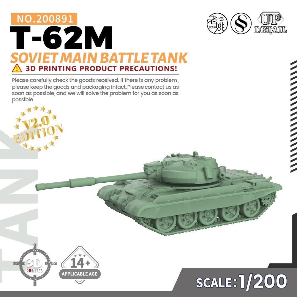SSMODEL SS200891 1/200 Military Model Kit Soviet T-62M Main Battle Tank