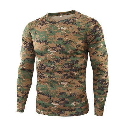 Camouflage T-shirt Outdoor Hiking Camping Military Tactical Long Sleeve Top M-XL