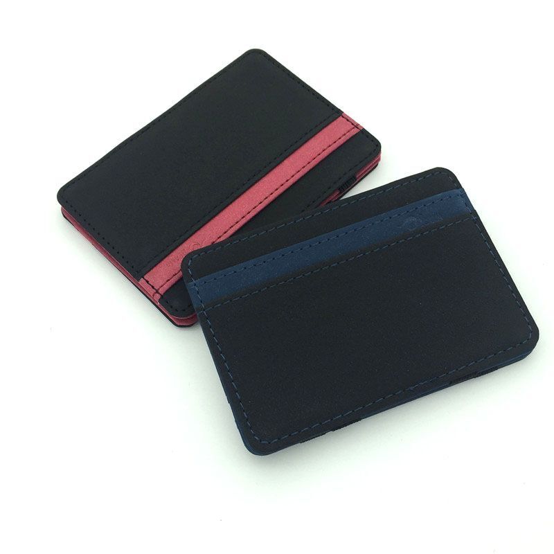 Synthetic Leather Wallet Money Clips Thin Clutch Bus Card Bag Small Cash Holder