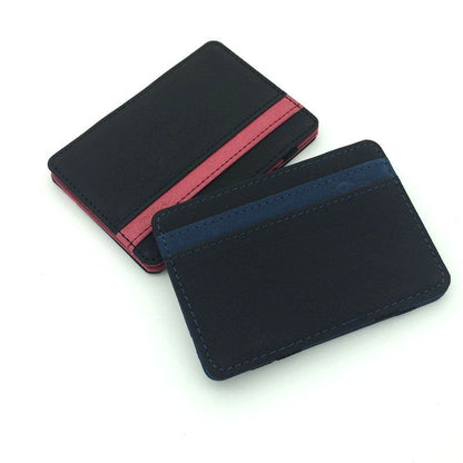 Synthetic Leather Wallet Money Clips Thin Clutch Bus Card Bag Small Cash Holder