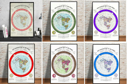 1892 Flat Earth Map Poster Prints Movie World Painting Art Wall Pictures 60x80cm