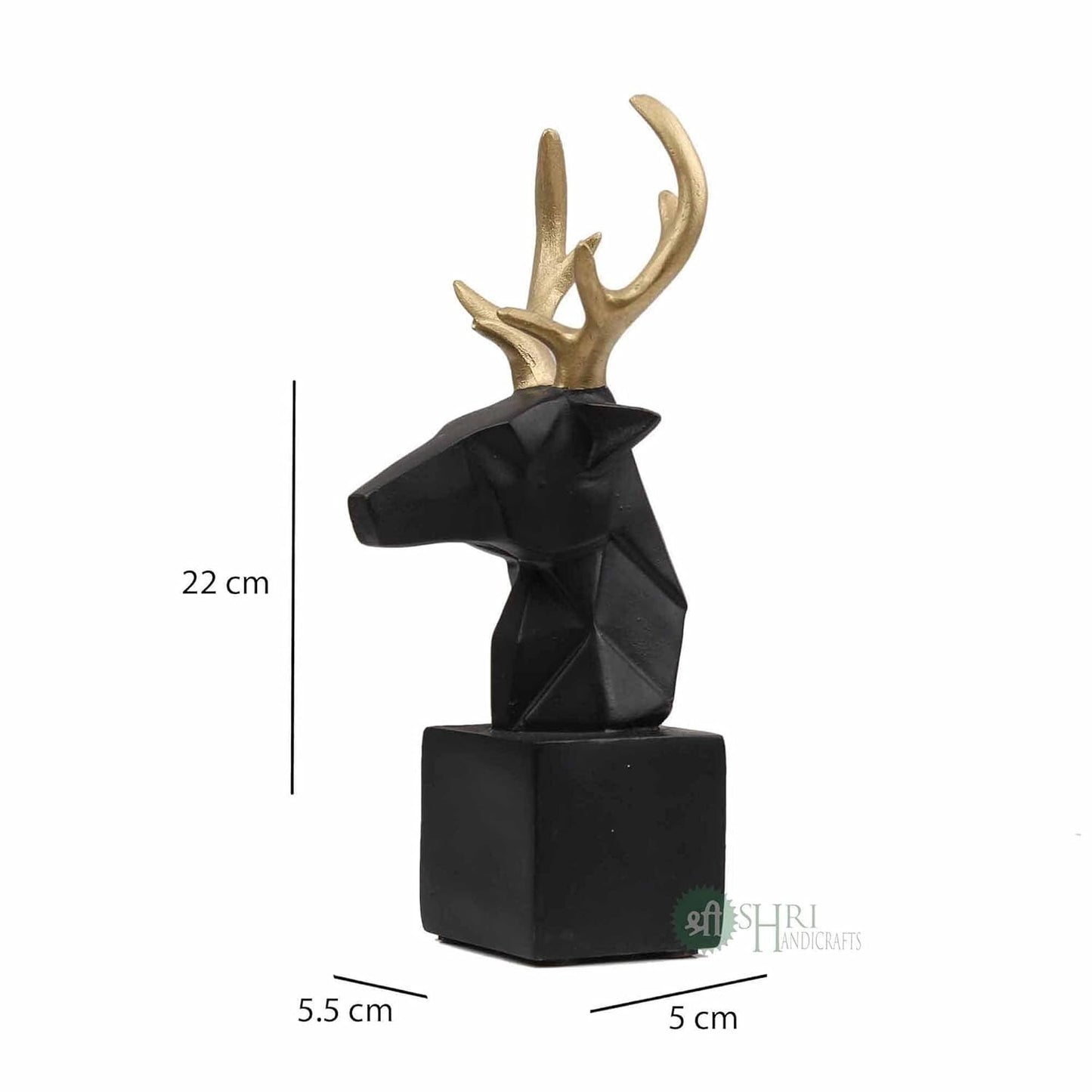 Polyresin Statue Deer Head Geometric Animal Idol Figurine Home Decor