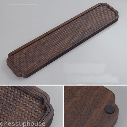 Long Ebony Wood Serving Tray Gongfu Tea Cookie Service Tabletop Table Pot Cup