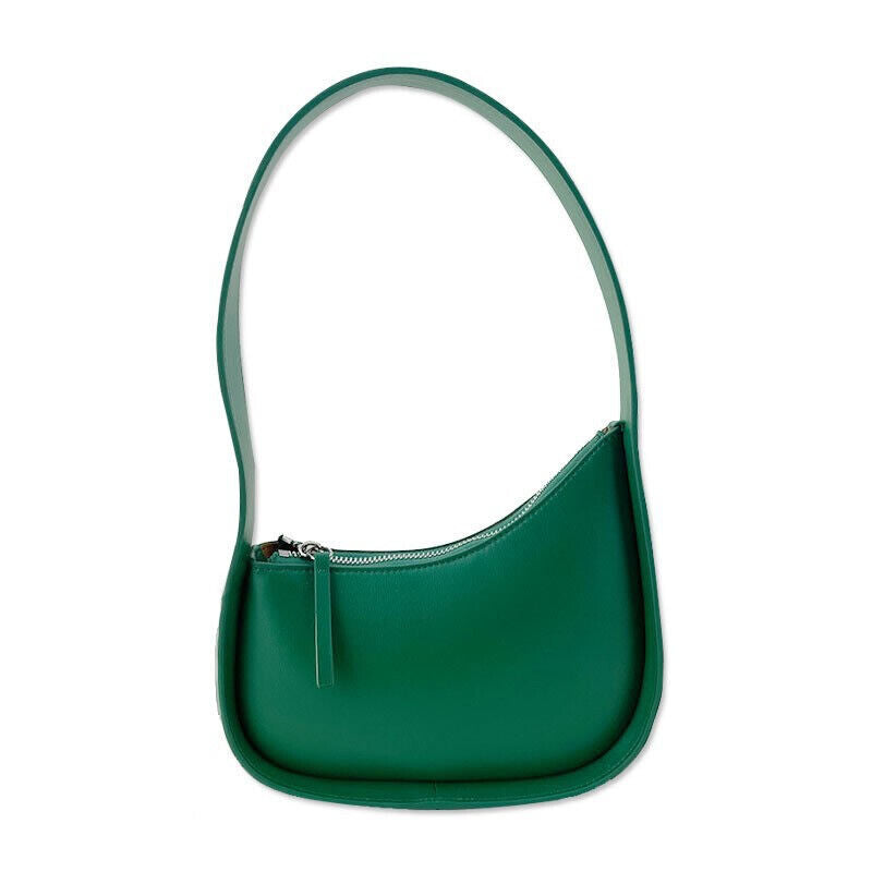Small Mini Curved Half Moon Leather Single Shoulder bag Purse Handbag Tote