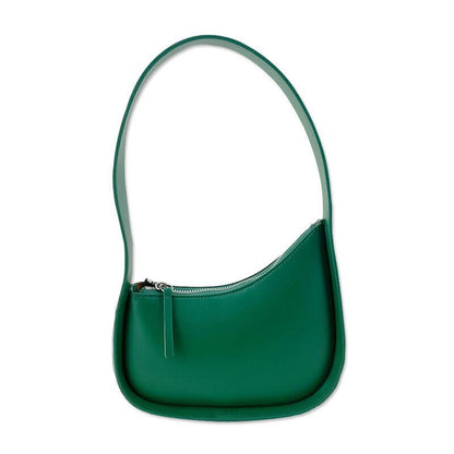 Small Mini Curved Half Moon Leather Single Shoulder bag Purse Handbag Tote