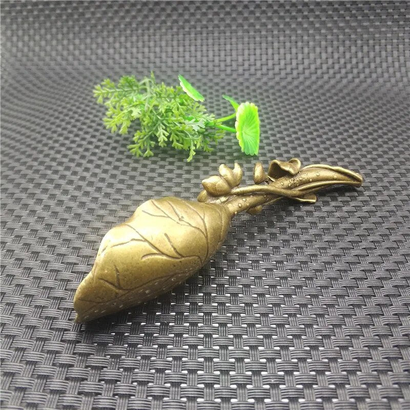 New Buddhist Lotus Tea Shovel Pure Copper Spoon Simple Zen Tea Pet Decoration