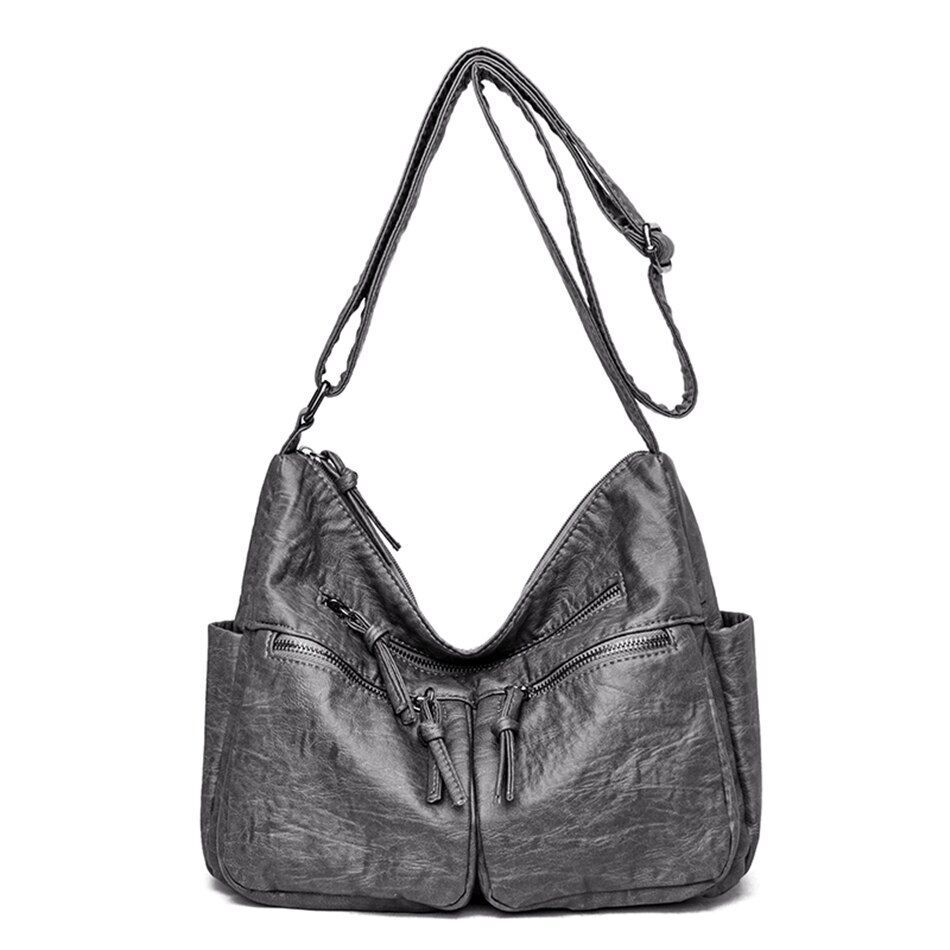 Leather Handbag Women Bags Shoulder Crossbody Bags Polyester Purse Bucket Shape