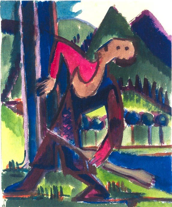 Dream-art Oil painting Ernst-Ludwig-Kirchner-Boy-with-Arrow abstract people art