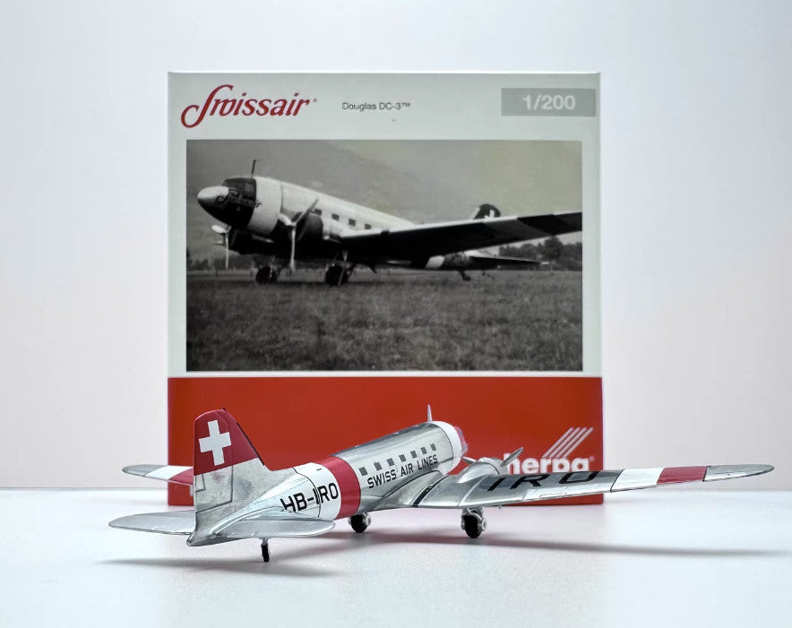 1:200 Herpa SWISS AIR LINES Douglas DC-3 Aircraft Plane Diecast Airplane Model