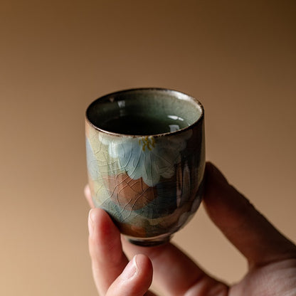 50ML Delicate Retro Zen Hand-painted Ice Cracked Glaze Daisy Tea Cup Tea Set