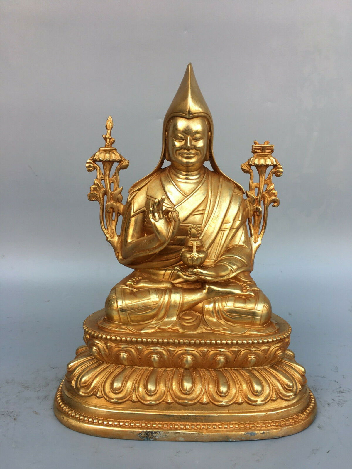 25 cm China Brass Je Tsongkhapa Statue Bronze gold Buddha Statue sculpture