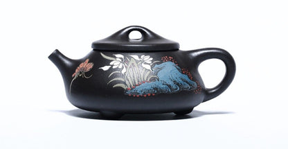 210cc chinese Yixing Handmade Zisha Black clay Teapot Shi piao Hu Tea Pot