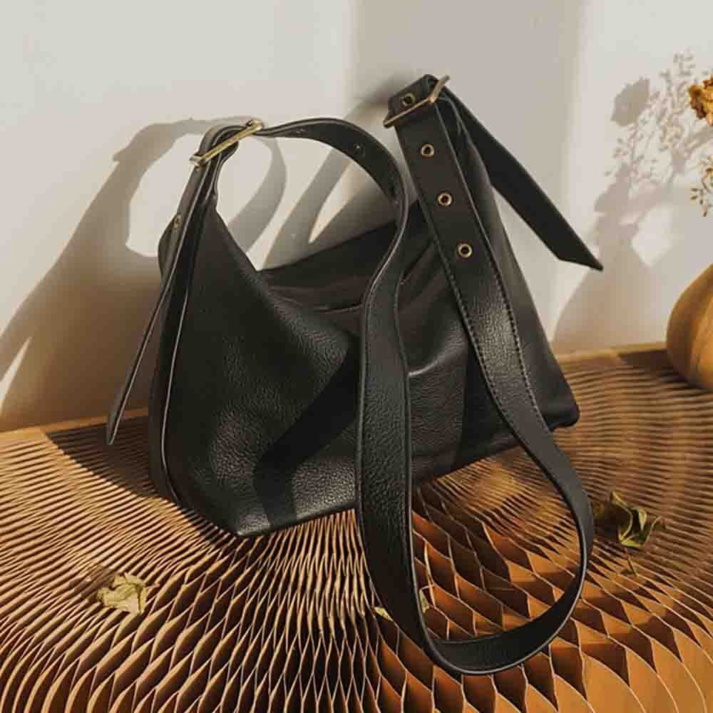 Retro Style Handbag Purse Thick Genuine Leather Crossbody Shoulder Bag Zipper