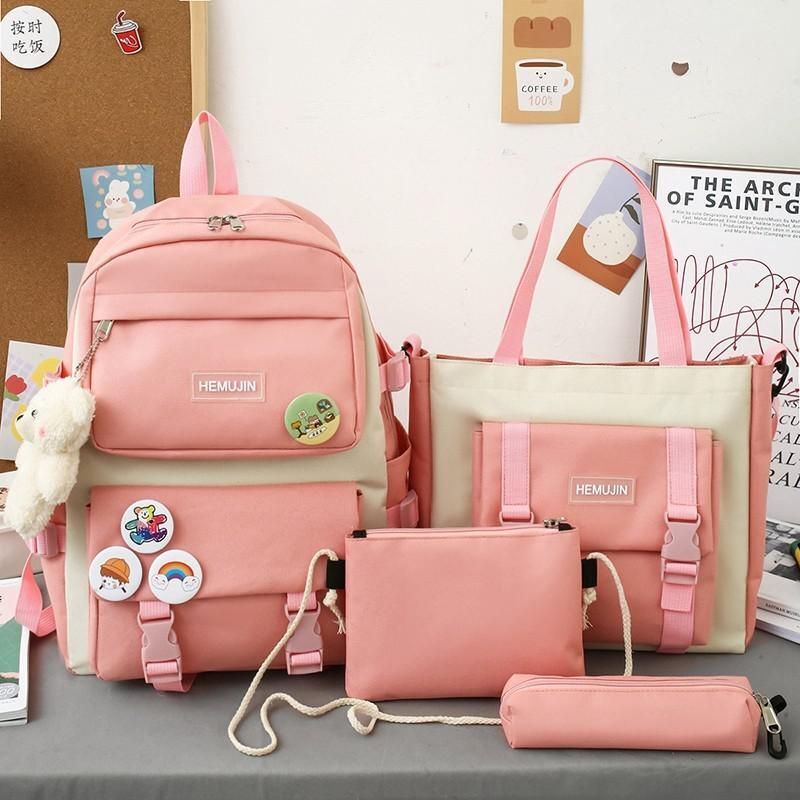 4 in 1 Pcs Sets Nylon Waterproof Backpack School Large Shoulder Bags 42*13*29 CM