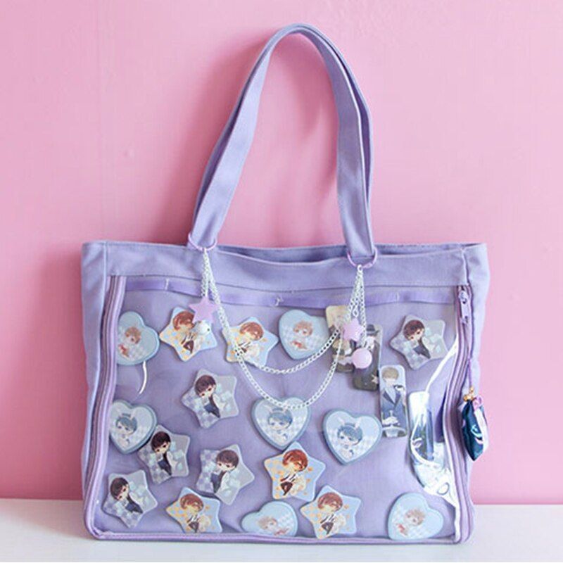 Crossbody Clear Bag Schoolbag Candy Sweet Shoulder Bags Polyester Canvas Handbag