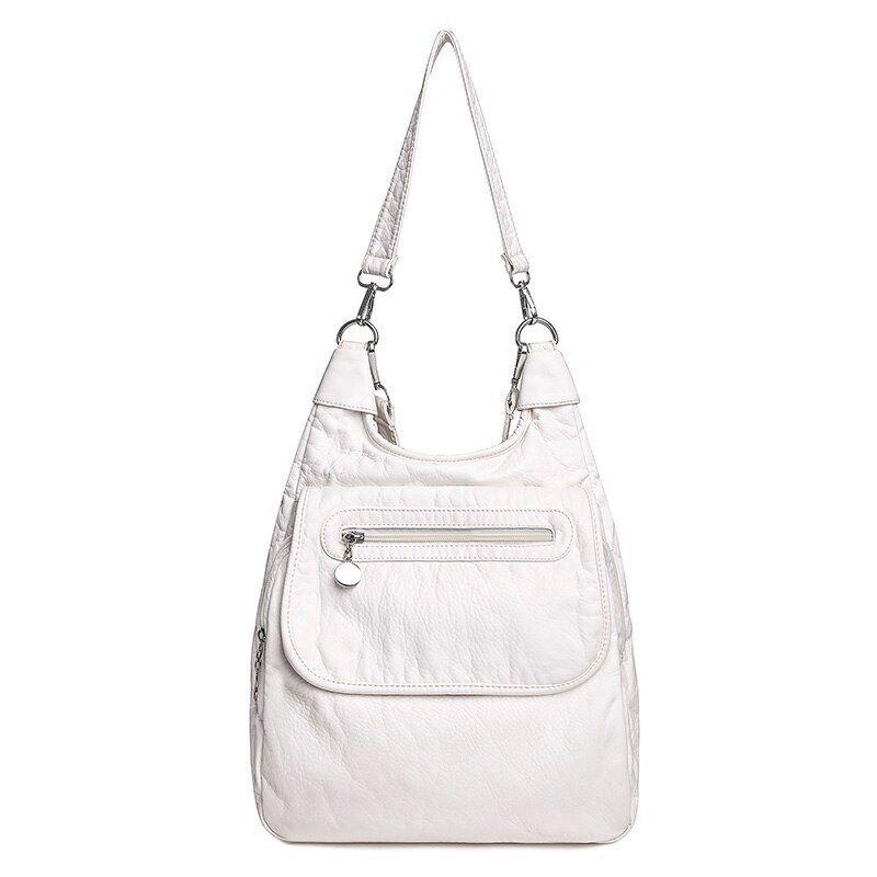 Soft Synthetic Leather Large Backpack Anti-thief Shoulder Bags White Travel 1 Pc