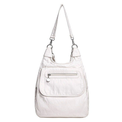 Soft Synthetic Leather Large Backpack Anti-thief Shoulder Bags White Travel 1 Pc