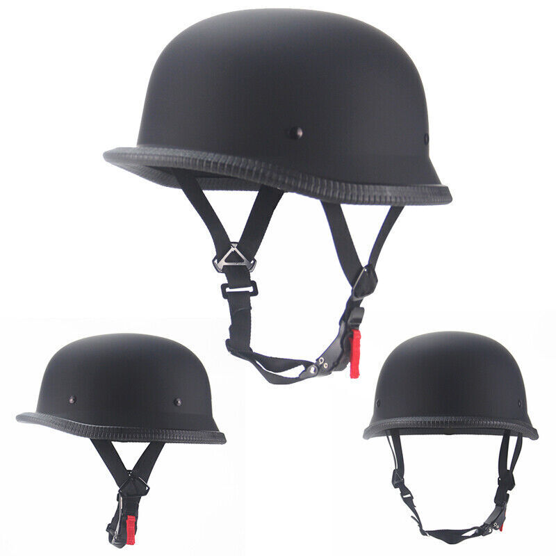 Vintage Motorcycle Helmet DOT German Novelty Shiny Black Motorcycle Half Helmet