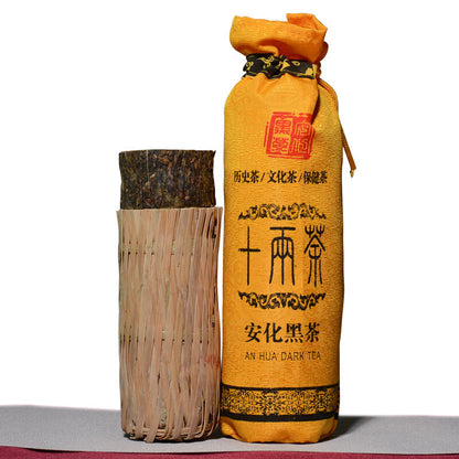 Anhua Shi Liang Tea Ten Tael Hua Juan Dark Tea Hei Cha In Bamboo Basket 362.5g