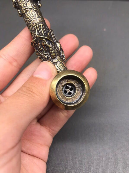 Brass Eight Immortals Pipe Handle Cigarette Rod Dry Cigarette Bag Cigarette Set