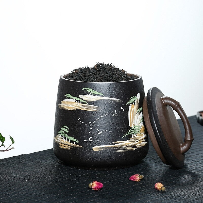 China Tea Caddy True Yixing Zisha Sealed Canister & Lid Handmade For Loose Tea