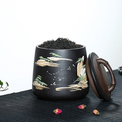 China Tea Caddy True Yixing Zisha Sealed Canister & Lid Handmade For Loose Tea