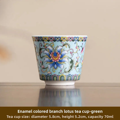 70Ml enamel color teacup ceramic master cup personal cup household tea set -
