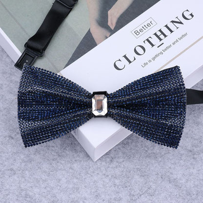 Men Rhinestone Bow Tie Shining Crystal Collar Bowtie Luxury Wedding Banquet Knot
