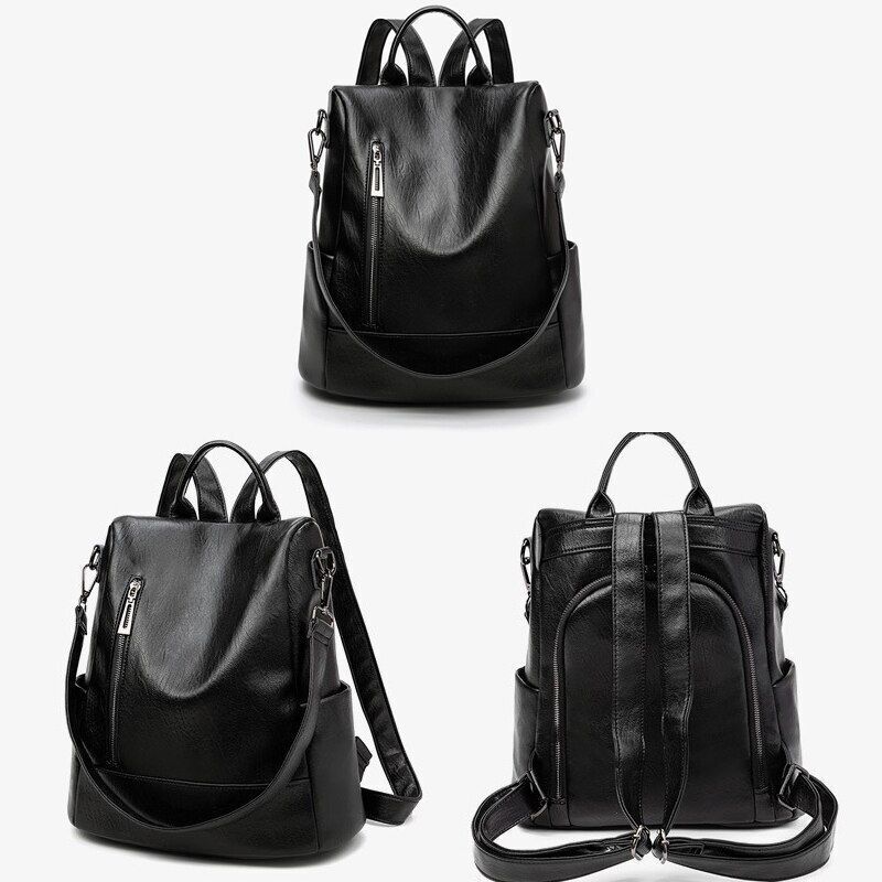 Backpack Soft Leather Large Bag Traveling Laptop Bags Polyester Hasp Zipper 1 PC
