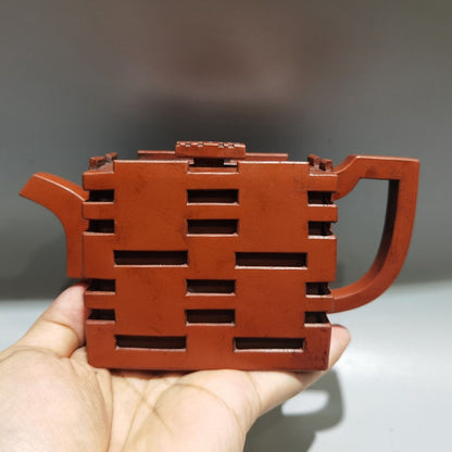 Vintage Chinese Yixing Purple Clay Teapot Zisha Ceremony Carving Collectible Art